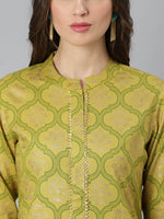 Thumbnail for Khushal K Women Turquoise Blue Ethnic Motifs Printed Gotta Patti Kurta with Trousers & With Dupatta - Distacart