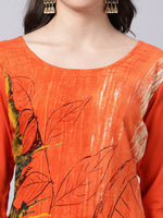 Thumbnail for Souchii Women Orange Printed Floral Kurta - Distacart