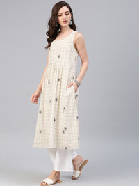 Thumbnail for Biba Women Off-White & Black Checked Anarkali Kurta - Distacart
