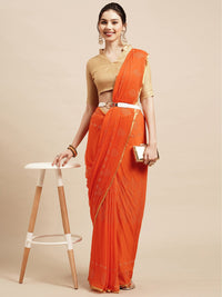 Thumbnail for Saree Mall Orange & Gold-Toned Floral Sarees - Distacart