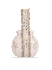 Thumbnail for Masq Off White & Gold-Toned Embellished Embroidered Potli Clutch - Distacart