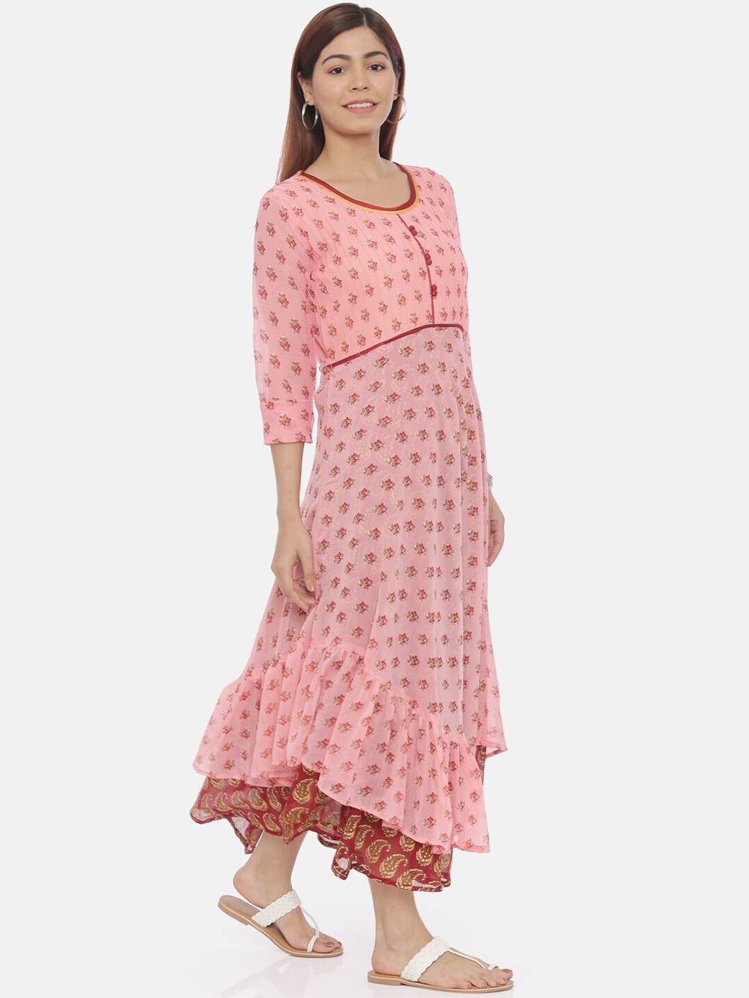 Souchii Brown Printed Maxi Dress - Distacart