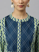 Thumbnail for Khushal K Women Chevron Printed Kurta with Trousers - Distacart