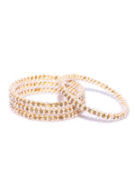 Thumbnail for Gold-Plated Alloy Pearl And Rhinestones Studded Bangle Set - The Pari - Distacart