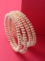 Thumbnail for Gold-Plated Alloy Pearl And Rhinestones Studded Bangle Set - The Pari - Distacart