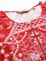 Thumbnail for Biba Women Red & White Ethnic Motifs Printed Kurta & Mask - Distacart