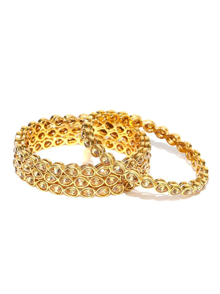 Gold-Plated Alloy Golden Colour Kundan Bangle - The Pari - Distacart