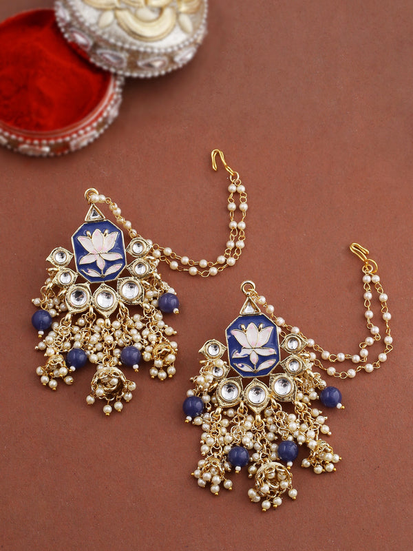 Shoshaa Women Gold-Plated Blue Contemporary Drop Earrings - Distacart