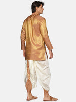 Thumbnail for Sethukrishna Men Gold-Toned Striped Kurta with Dhoti Pants - Distacart