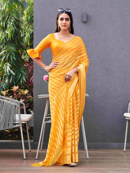 Tikhi Imli Striped Georgette Ready to Wear Saree - Distacart