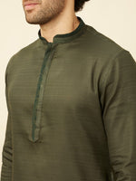 Thumbnail for Manyavar Mandarin Collar Thread Work Pure Cotton Kurta & Pyjamas - Distacart