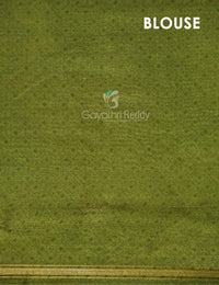 Thumbnail for Shades of Dark Wine With Leaf Green Blouse Creeper Design Semi Chanderi Saree By Gayathri Reddy Designer Studio - Distacart