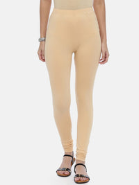 Thumbnail for Souchii Beige Solid Churidar-Length Leggings - Distacart