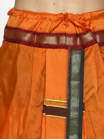 Thumbnail for Sethukrishna Men Orange Solid Readymade Dhoti Pants With Angavastram - Distacart