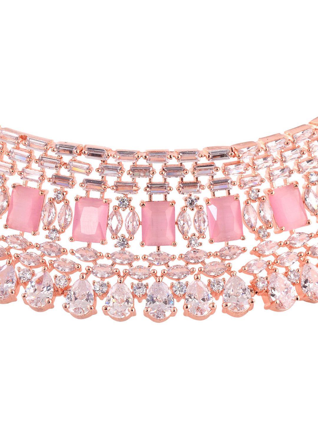 Saraf RS Jewellery Rose Gold-Plated & Pink AD Studded Handcrafted Jewellery Set - Distacart