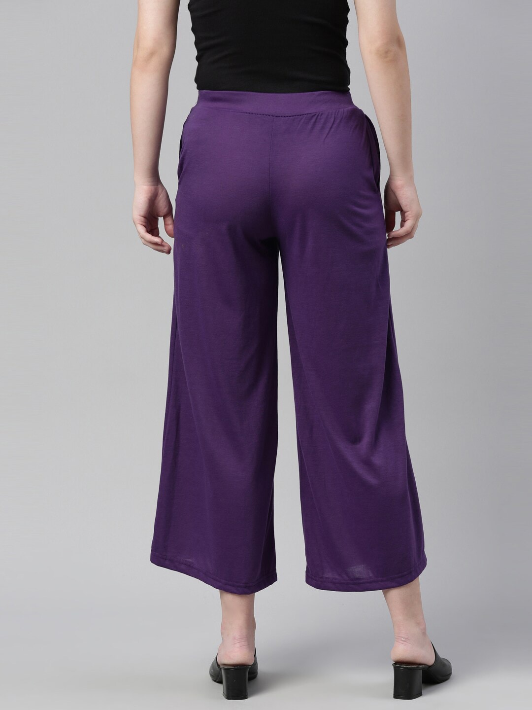 Souchii Violet Solid Wide Leg Palazzo - Distacart