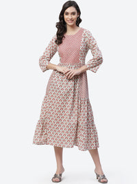 Thumbnail for Biba Women Cream-Coloured Ethnic Motifs Printed Flared Sleeves Anarkali Kurta - Distacart