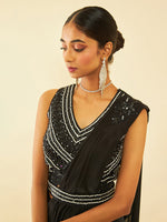 Thumbnail for Soch Black Embellished Beads and Stones Ready to Wear Saree - Distacart