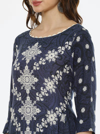 Thumbnail for Biba Women Navy Blue & Navy Blue Printed Kurta - Distacart