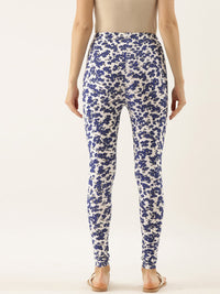 Thumbnail for Souchii Women White & Blue Printed Slim-Fit Ankle-Length Leggings - Distacart