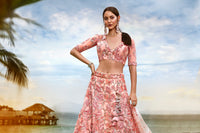 Thumbnail for House of Panchhi Coral Net Sequins And Thread Embroidery Lehenga Choli & Dupatta - Distacart