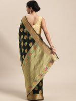 Thumbnail for Mitera Green Floral Zari Organza Kanjeevaram Saree - Distacart