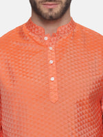 Thumbnail for Sethukrishna Men Orange Empire Kurta with Dhoti Pants - Distacart