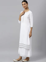 Thumbnail for Khushal K Women White Yoke Design Kurta with Trousers & With Dupatta - Distacart