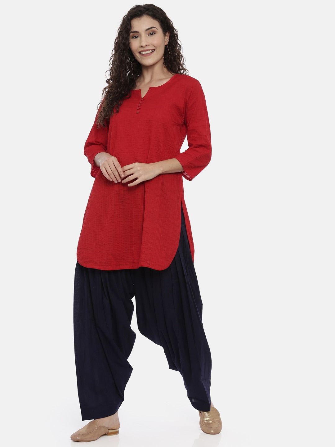 Souchii Navy Blue Solid Regular-Fit High-Rise Patiala - Distacart