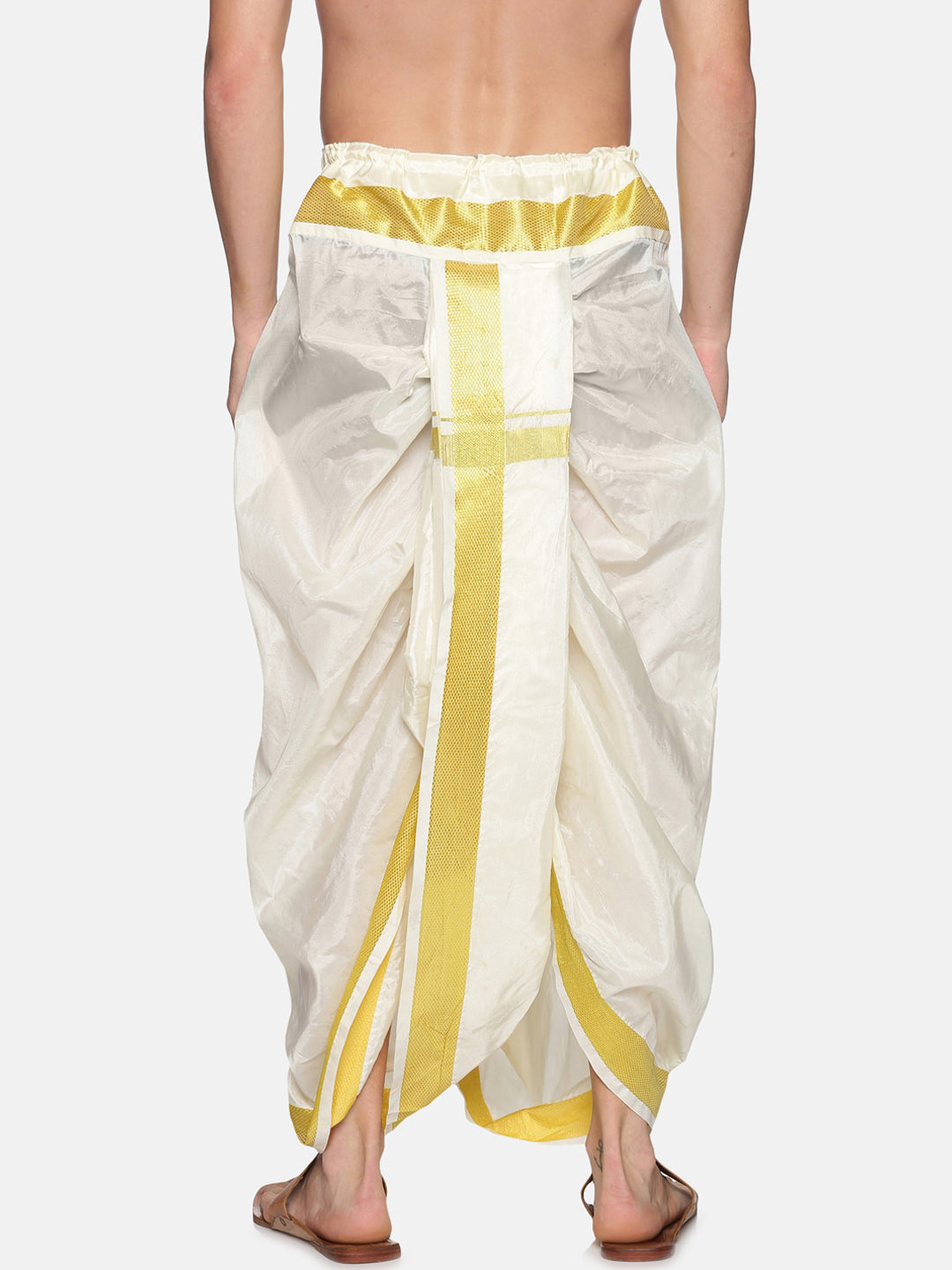 Sethukrishna Men Cream-Coloured Solid Readymade Dhoti Pants - Distacart
