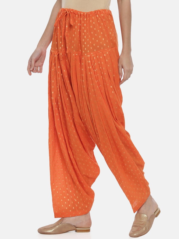 Souchii Orange Woven Design Loose-Fit Patiala - Distacart