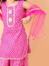 Thumbnail for Girls Purple Ethnic Motifs Printed Pure Cotton Kurta With Sharara With Dupatta - Mini Marvels - Distacart