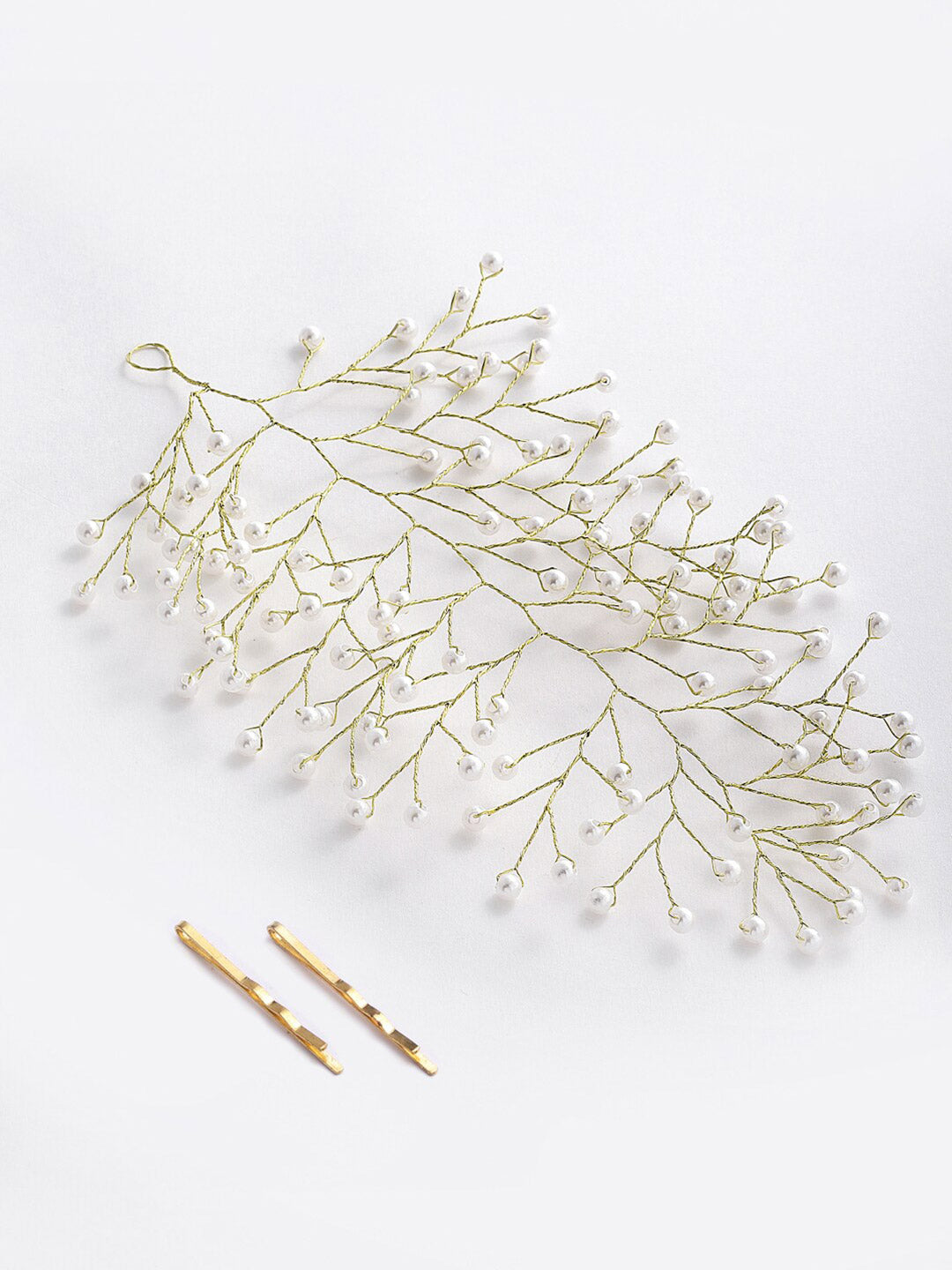 Panash Women Gold-Toned & White Embellished Hair Accessory Set of - Distacart