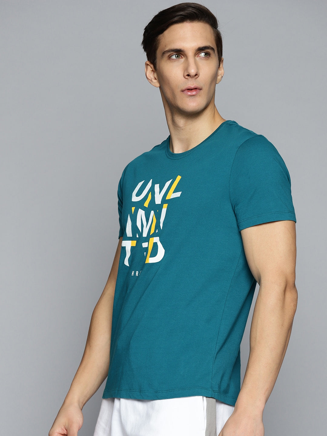 HRX By Hrithik Roshan Lifestyle Men Petrol Bio-Wash Typography Tshirts - Distacart