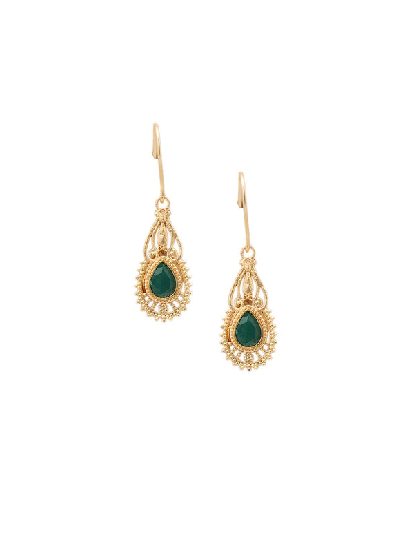 Shoshaa Green Gold-Plated Handcrafted Classic Drop Earrings - Distacart