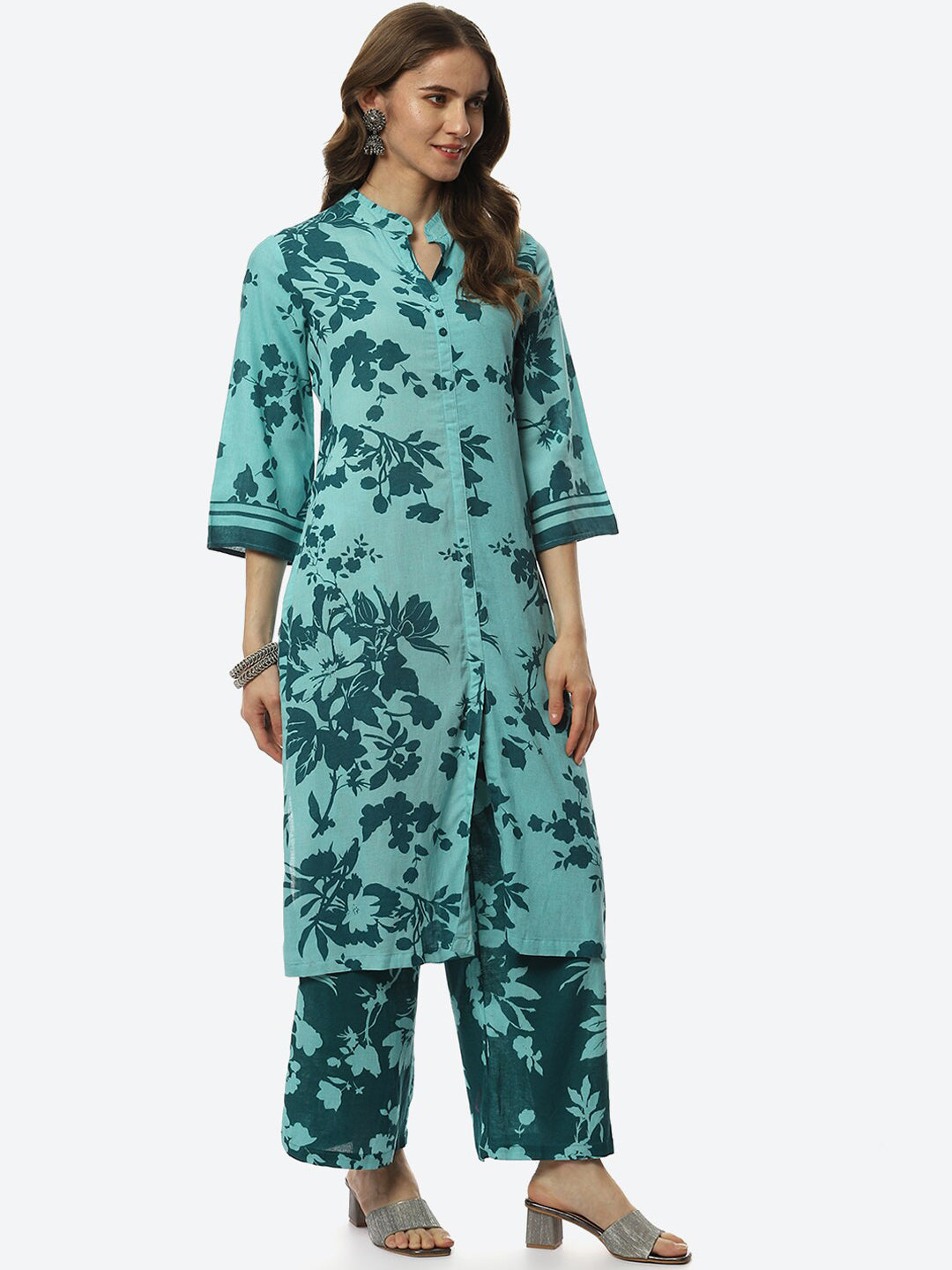 Biba Women Floral Printed Kurta with Palazzos - Distacart