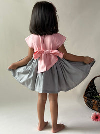 Thumbnail for ArthLife Peach And Grey Unicorn Embroidered Dress - Distacart