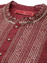 Thumbnail for House of Pataudi Men Yoke Design Long Sleeves Jashn Kurta - Distacart