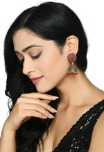 Thumbnail for Mominos Fashion Joharkamal Kundan work Jhumka with Red Beads - Distacart