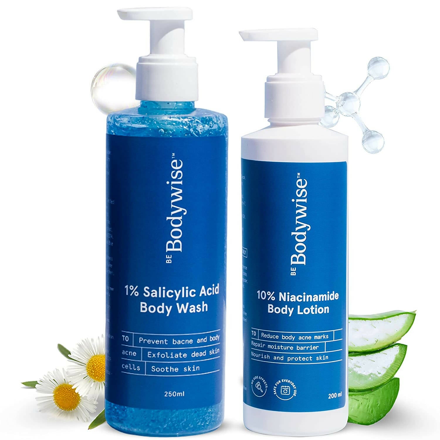 BeBodywise 1% Salicylic Acid Body Wash and 10% Niacinamide Body Lotion - Distacart