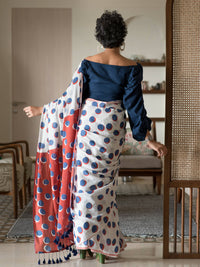 Thumbnail for Suta Off White Polka Dots Pure Cotton Saree - Distacart