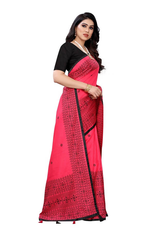 Vamika Pink Sana Silk Printed Saree (Nihal Pink)