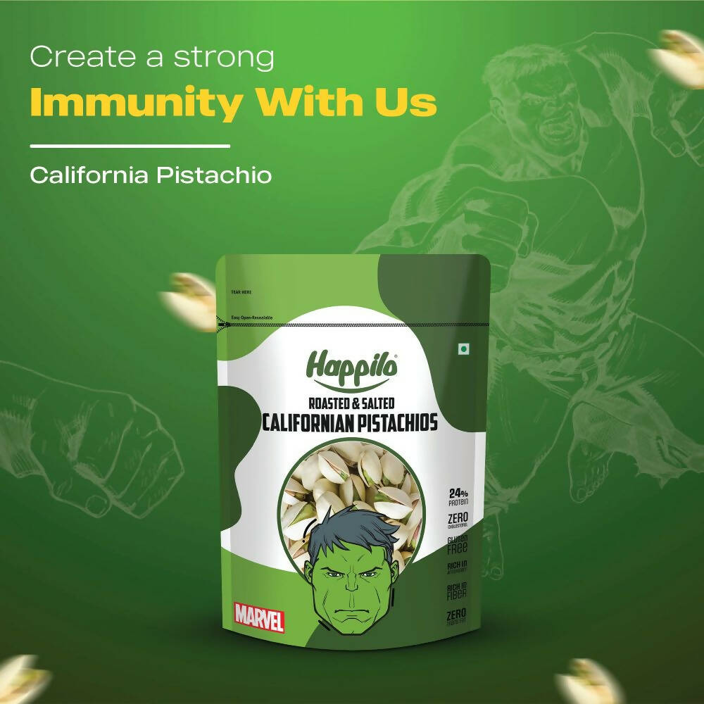 Happilo Roasted & Salted Californian Pistachios-Marvel Hulk Edition - Distacart