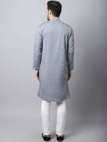 Thumbnail for Even Apparels Grey Pure Cotton Sherwani Kurta With Asymetrical Cut - Distacart