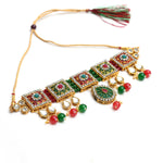 Thumbnail for Mominos Fashion Johar Kamal Gold-Plated Brass Finish Meena & Pearls Work Choker For Women - Distacart