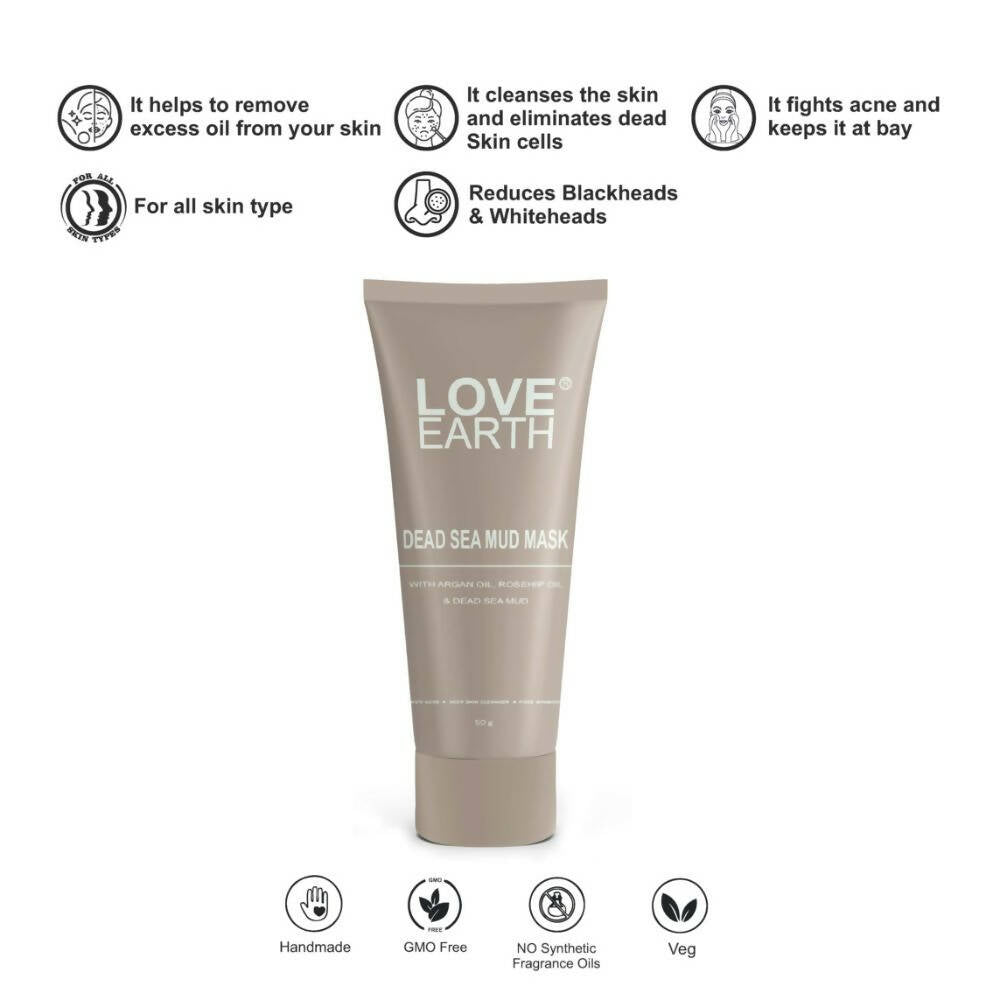 Love Earth Dead Sea Mud Mask with Argan Oil and Rosehip Oil - Distacart