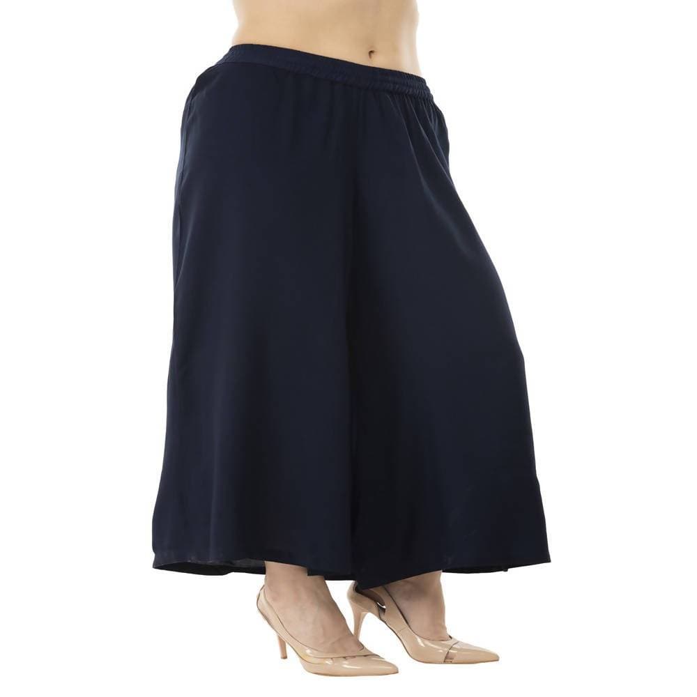 Lagi Women's Navy Blue Solid Palazzo (PLZ01B)