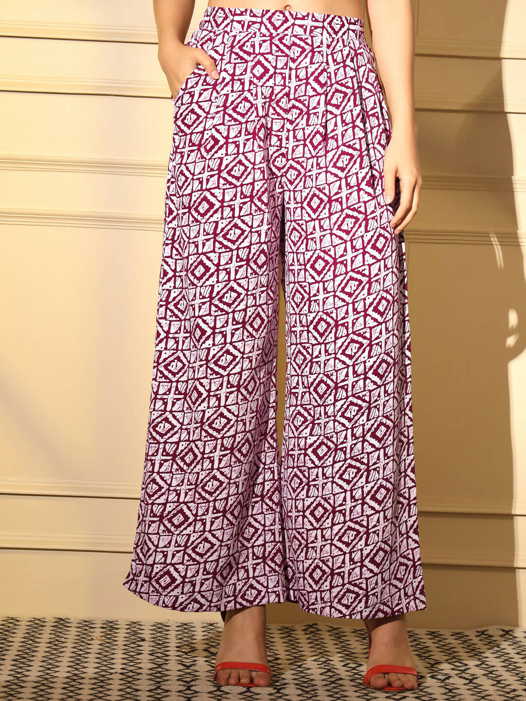 Pink Crepe Digital Printed Top With Matching Trouser - Shivani - Distacart