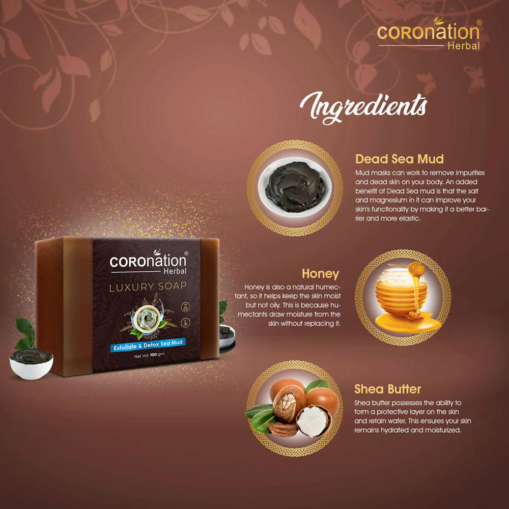 Coronation Herbal Exfoliate & Detox Dead Sea Mud Luxury Soap - Distacart