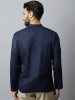 Thumbnail for Even Apparels Navy blue Color Pure Cotton Men's Kurta With Side Placket (CHK082) - Distacart